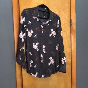 Silk-like Flowered Banana Republic Blouse